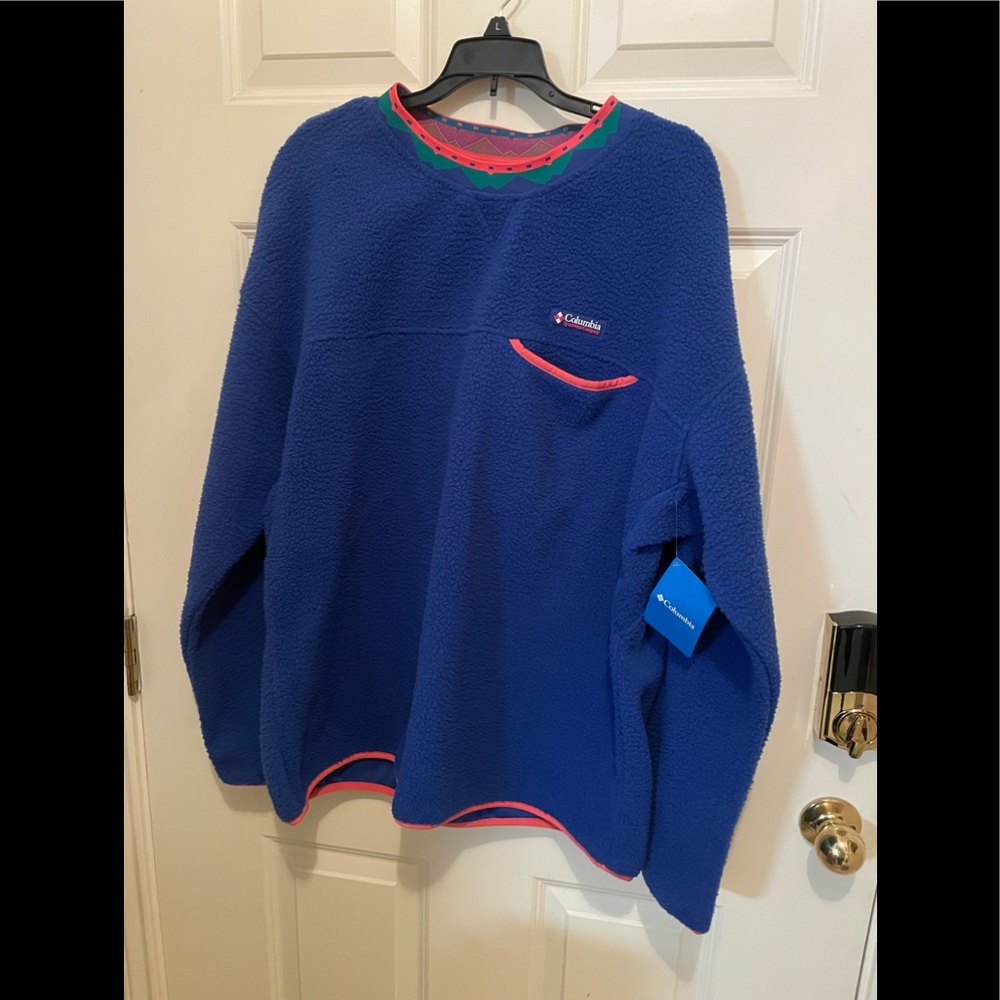 NWT Men's Columbia Wapitoo Fleece Pullover Jacket Retro Blue AM0275-410 Sz XL